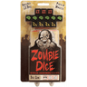 Family game of Zombie Dice by Steve Jackson Games featuring colorful zombie-themed dice on a game sheet.